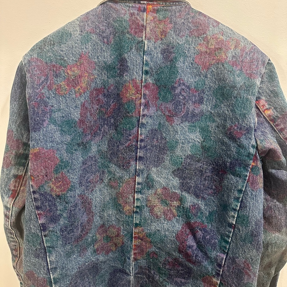 Vintage Bongo floral 90s Y2K oversized Denim Blazer medium - Picture 9 of 10